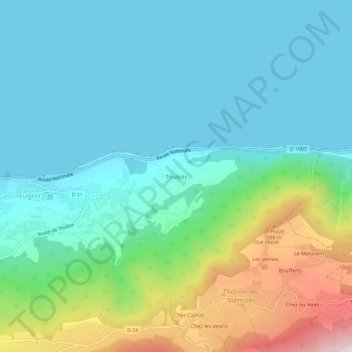Mappa topografica Troubois, altitudine, rilievo