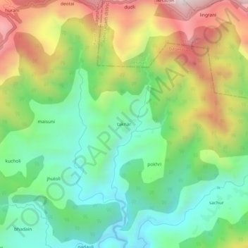Mappa topografica taknar, altitudine, rilievo