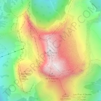 Mappa topografica La Tournette, altitudine, rilievo