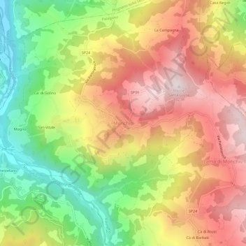 Mappa topografica Monchio, altitudine, rilievo