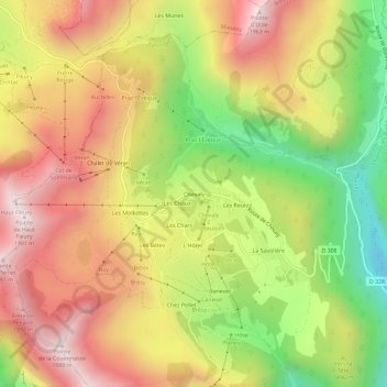 Mappa topografica Chevaly, altitudine, rilievo