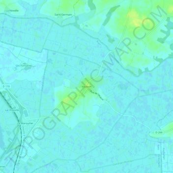 Mappa topografica Voutron, altitudine, rilievo