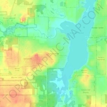 Mappa topografica Sunrise Ridge, altitudine, rilievo