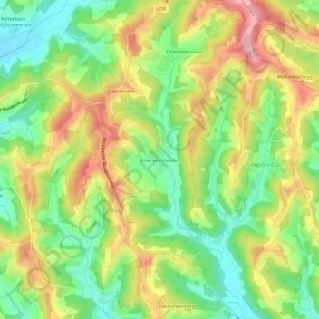 Mappa topografica Unteredelstauden, altitudine, rilievo