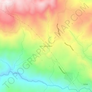 Mappa topografica Lone Star Junction, altitudine, rilievo