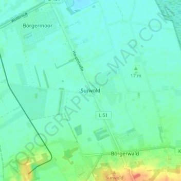 Mappa topografica Surwold, altitudine, rilievo