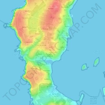 Mappa topografica Kerincuff, altitudine, rilievo