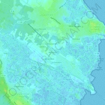 Mappa topografica Fief-Naton, altitudine, rilievo