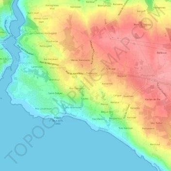 Mappa topografica Kersiny, altitudine, rilievo