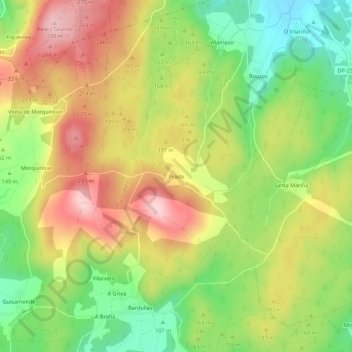 Mappa topografica Prado, altitudine, rilievo