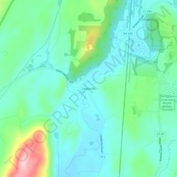 Mappa topografica Leedsville, altitudine, rilievo