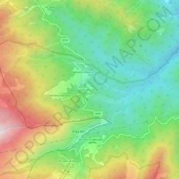 Mappa topografica Valcona Secae, altitudine, rilievo