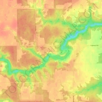 Mappa topografica Charlton, altitudine, rilievo
