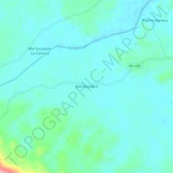 Mappa topografica Alto Iscozacin, altitudine, rilievo