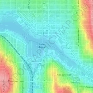 Mappa topografica Salmon Bay, altitudine, rilievo