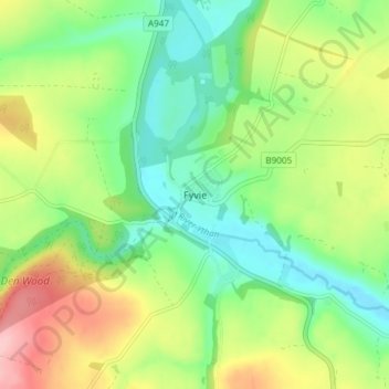 Mappa topografica Fyvie, altitudine, rilievo