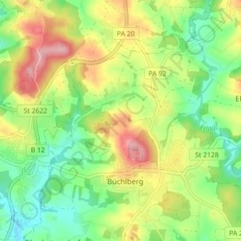 Mappa topografica Josefsheim, altitudine, rilievo