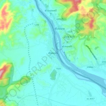 Mappa topografica Chiang Khong, altitudine, rilievo