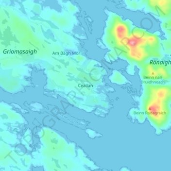 Mappa topografica Kallin, altitudine, rilievo