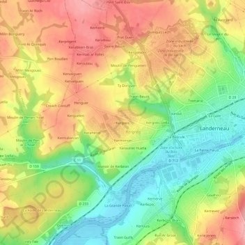 Mappa topografica Kergreis, altitudine, rilievo