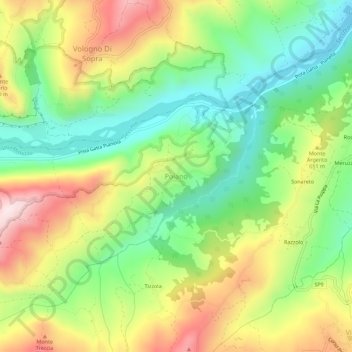 Mappa topografica Poiano, altitudine, rilievo
