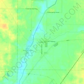 Mappa topografica Sumnerville, altitudine, rilievo