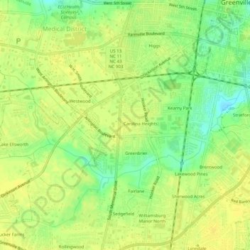 Mappa topografica Hillsdale, altitudine, rilievo