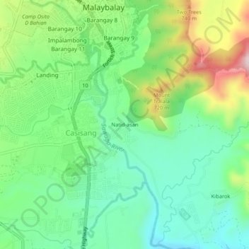 Mappa topografica Natid-asan, altitudine, rilievo