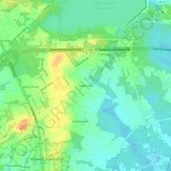 Mappa topografica Salem Hill, altitudine, rilievo