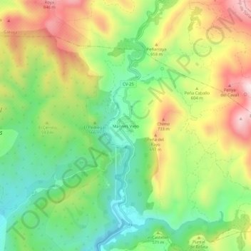 Mappa topografica Marines Viejo, altitudine, rilievo