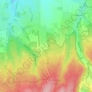 Mappa topografica Bentley Copse, altitudine, rilievo