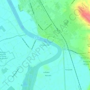 Mappa topografica Saint-Germain, altitudine, rilievo
