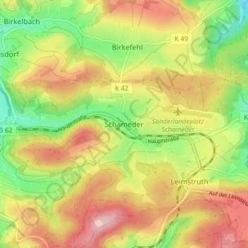 Mappa topografica Schameder, altitudine, rilievo