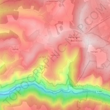 Mappa topografica Les Herans, altitudine, rilievo