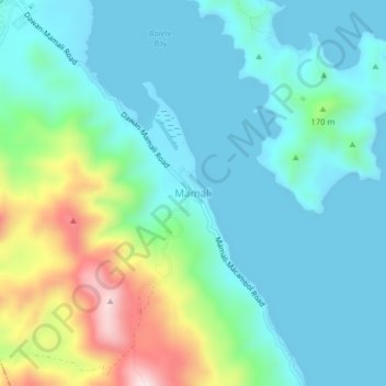 Mappa topografica Mamali, altitudine, rilievo