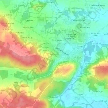 Mappa topografica La Glouzie, altitudine, rilievo