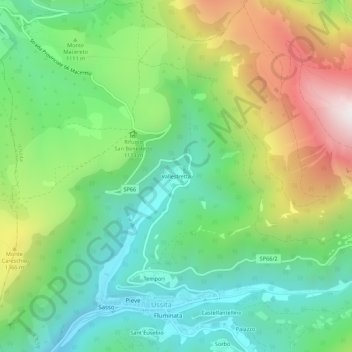 Mappa topografica Vallestretta, altitudine, rilievo