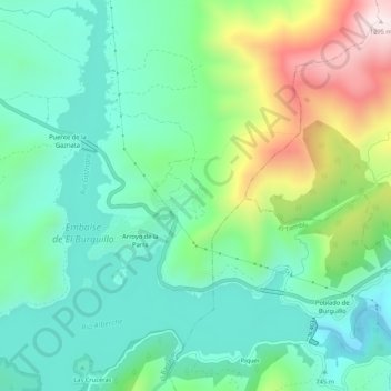 Mappa topografica Arroyo de la Parra, altitudine, rilievo