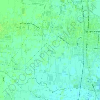 Mappa topografica Ghetto, altitudine, rilievo