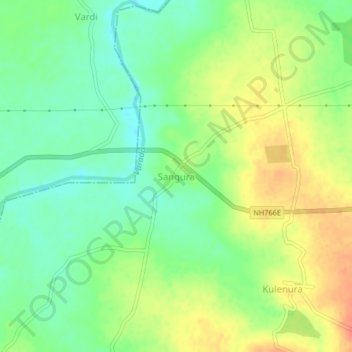 Mappa topografica Sangura, altitudine, rilievo