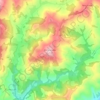 Mappa topografica Montecampano, altitudine, rilievo