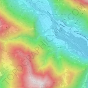 Mappa topografica Gaggio, altitudine, rilievo