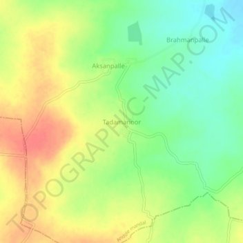 Mappa topografica Tadamanoor, altitudine, rilievo