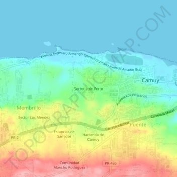 Mappa topografica Sector Lolo Forte, altitudine, rilievo