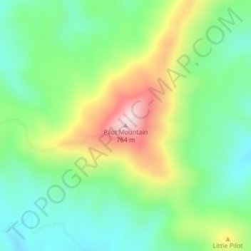 Mappa topografica Pilot Mountain, altitudine, rilievo