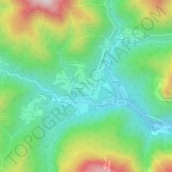 Mappa topografica Cella, altitudine, rilievo