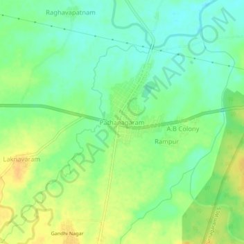 Mappa topografica Pathanagaram, altitudine, rilievo