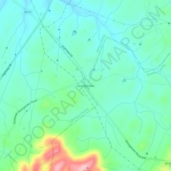 Mappa topografica Georgetown, altitudine, rilievo
