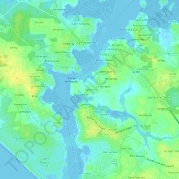 Mappa topografica Larmor, altitudine, rilievo