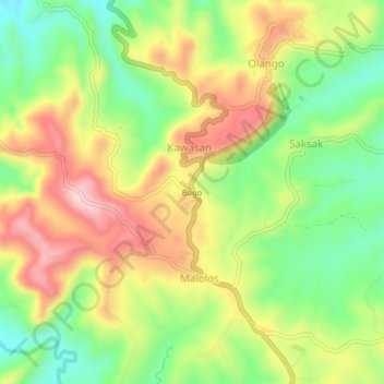 Mappa topografica Bogo, altitudine, rilievo